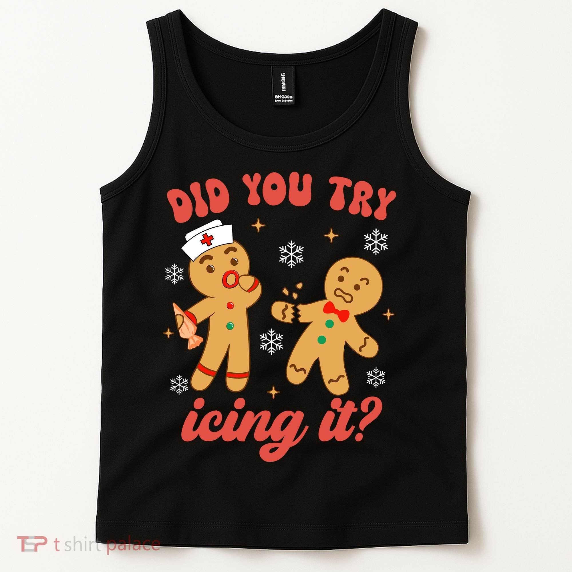 Funny Christmas Nurse Gingerbread Man Did You Try Icing It Tank Top