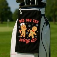 Funny Christmas Nurse Gingerbread Man Did You Try Icing It Golf Towel thumb 2