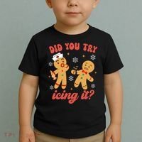 Funny Christmas Nurse Gingerbread Man Did You Try Icing It Toddler T-Shirt thumb 2