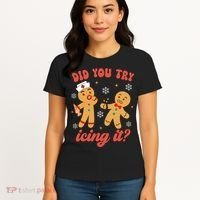 Funny Christmas Nurse Gingerbread Man Did You Try Icing It Women's T-Shirt thumb 4