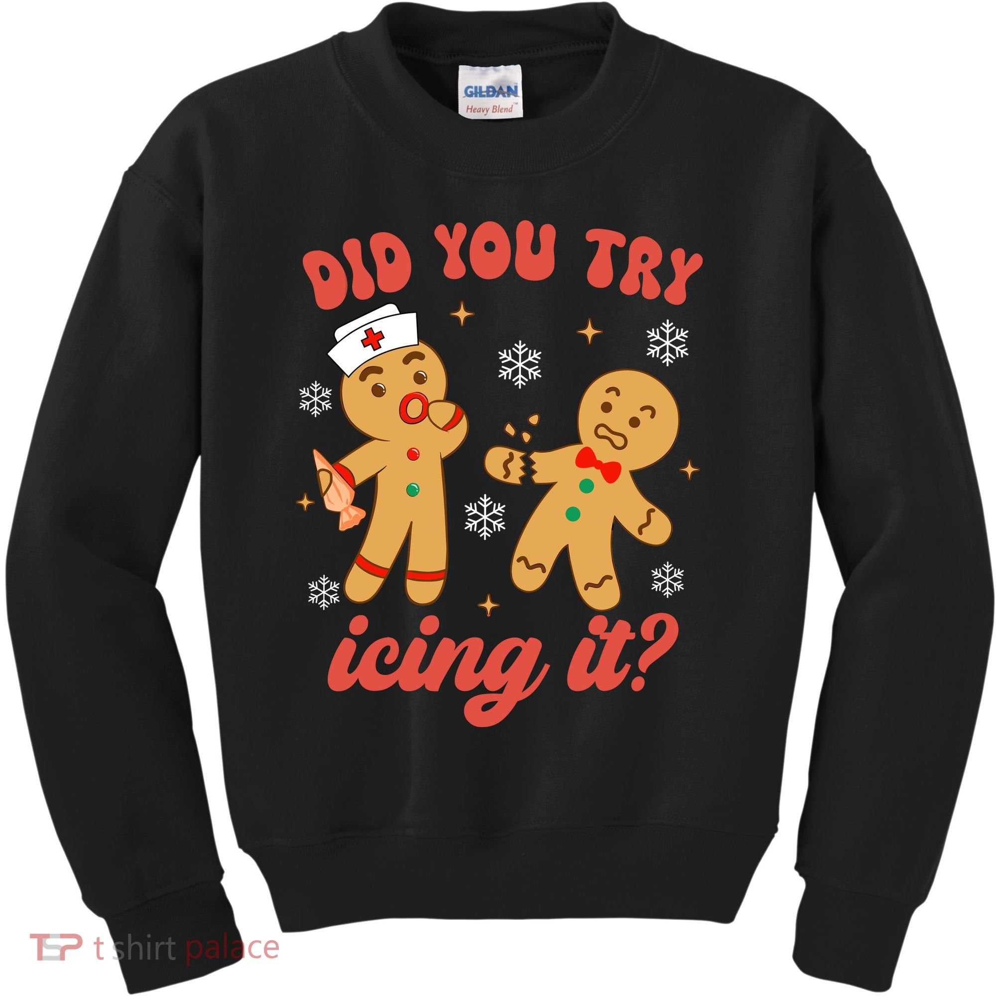 Funny Christmas Nurse Gingerbread Man Did You Try Icing It Kids Sweatshirt