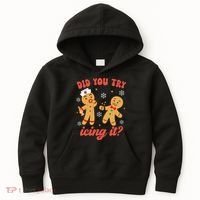 Funny Christmas Nurse Gingerbread Man Did You Try Icing It Kids Hoodie thumb 0