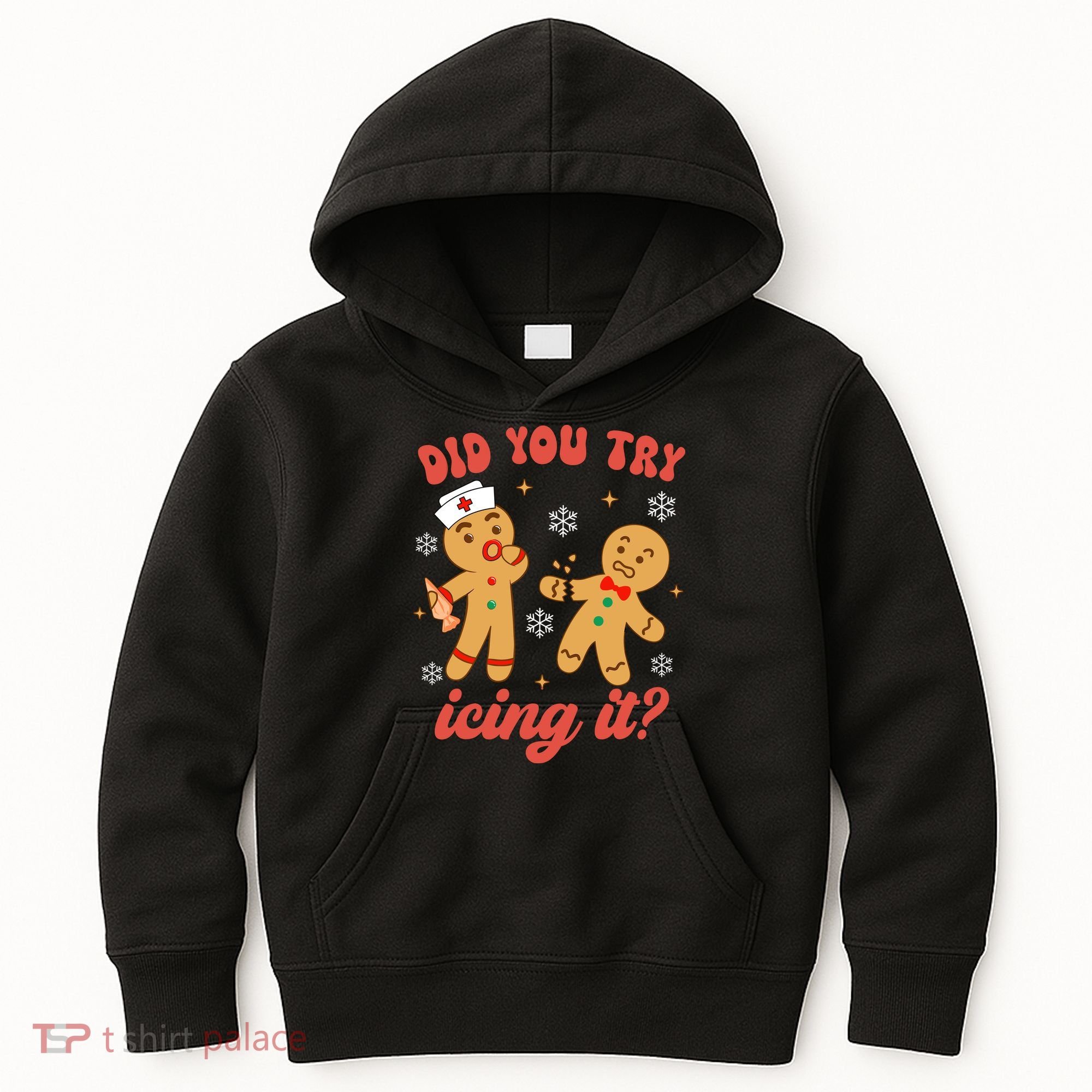 Funny Christmas Nurse Gingerbread Man Did You Try Icing It Kids Hoodie