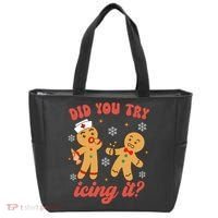 Funny Christmas Nurse Gingerbread Man Did You Try Icing It Tote Bag thumb 0