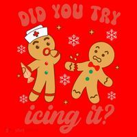 Funny Christmas Nurse Gingerbread Man Did You Try Icing It Santa Hat thumb 1
