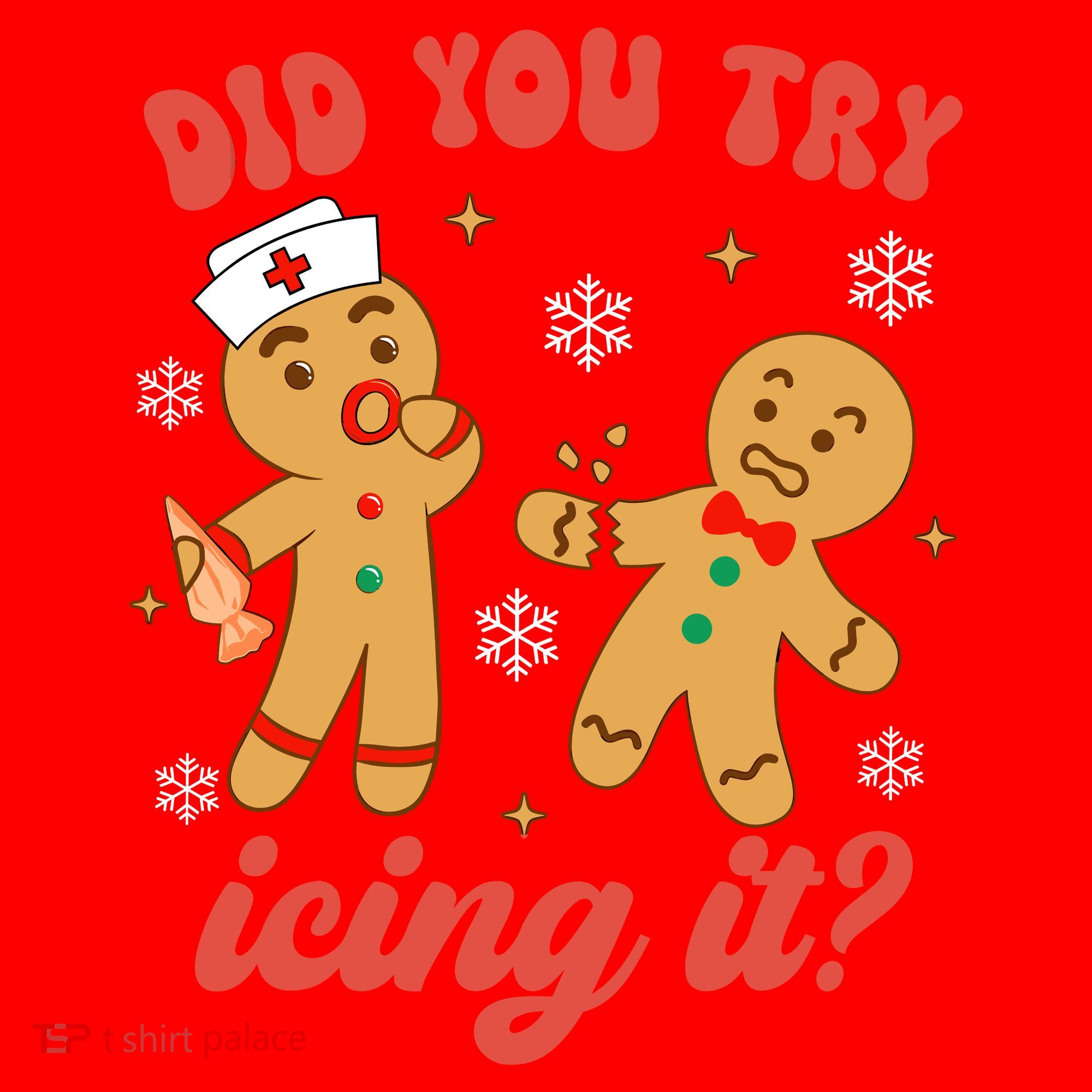 Funny Christmas Nurse Gingerbread Man Did You Try Icing It Santa Hat