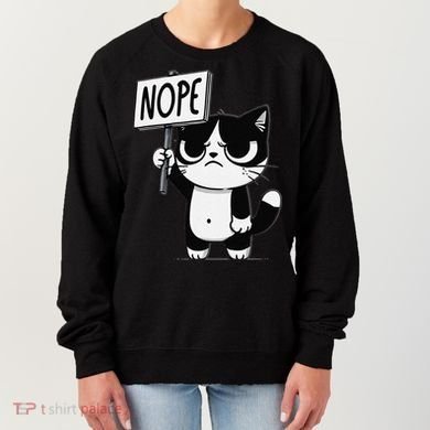 Funny Cat Nope Grumpy Face Cat Sarcastic Mom Dad Women's Sweatshirt