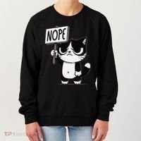 Funny Cat Nope Grumpy Face Cat Sarcastic Mom Dad Women's Sweatshirt thumb 0
