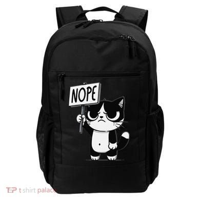 Funny Cat Nope Grumpy Face Cat Sarcastic Mom Dad Backpack