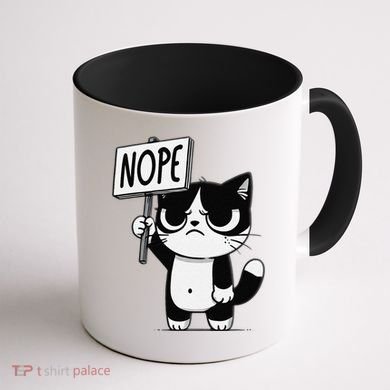 Funny Cat Nope Grumpy Face Cat Sarcastic Mom Dad Coffee Mug back