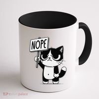 Funny Cat Nope Grumpy Face Cat Sarcastic Mom Dad Coffee Mug thumb 1