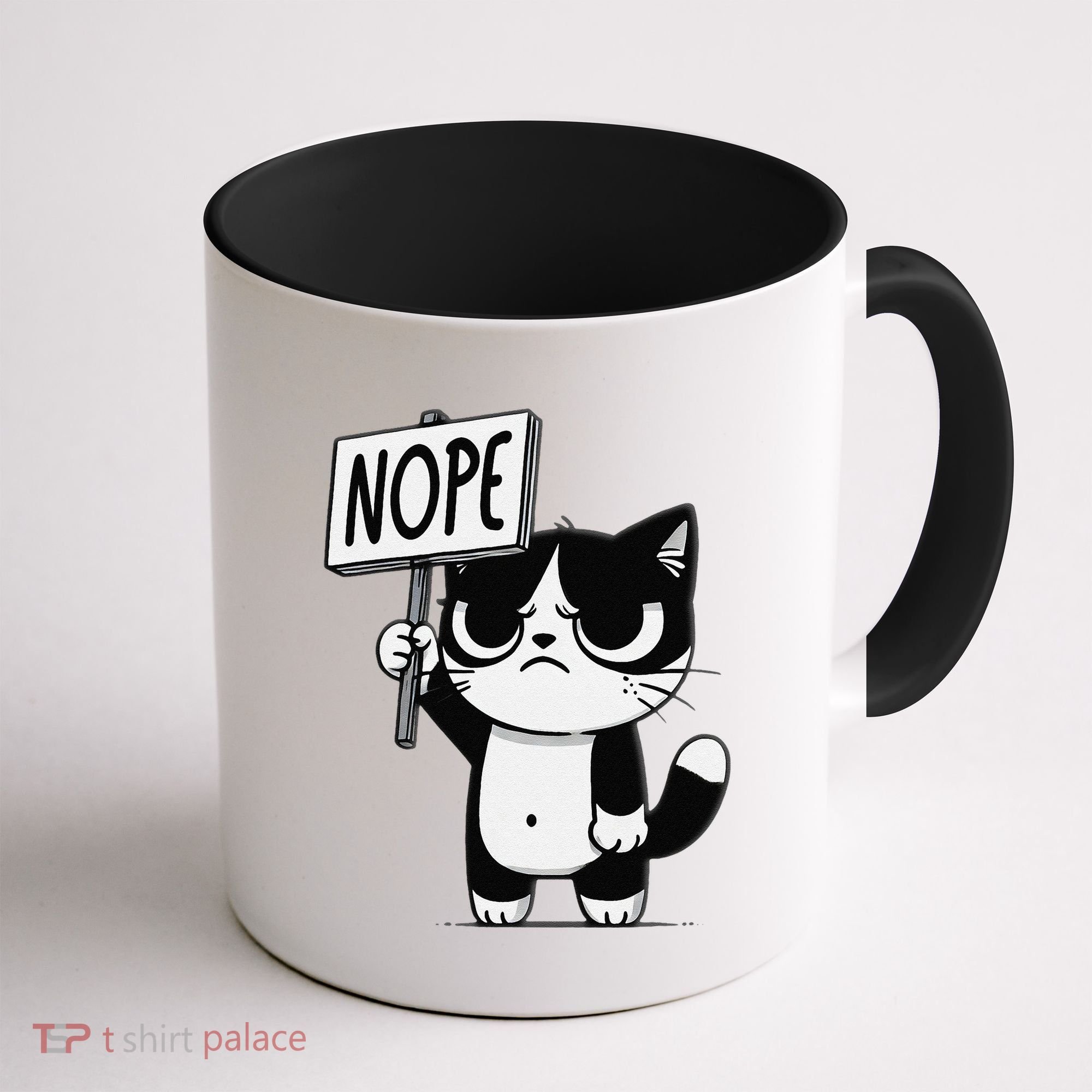 Funny Cat Nope Grumpy Face Cat Sarcastic Mom Dad Coffee Mug