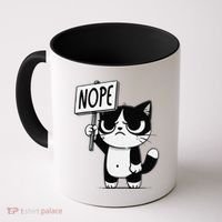 Funny Cat Nope Grumpy Face Cat Sarcastic Mom Dad Coffee Mug thumb 0
