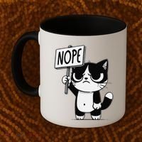 Funny Cat Nope Grumpy Face Cat Sarcastic Mom Dad Coffee Mug thumb 2