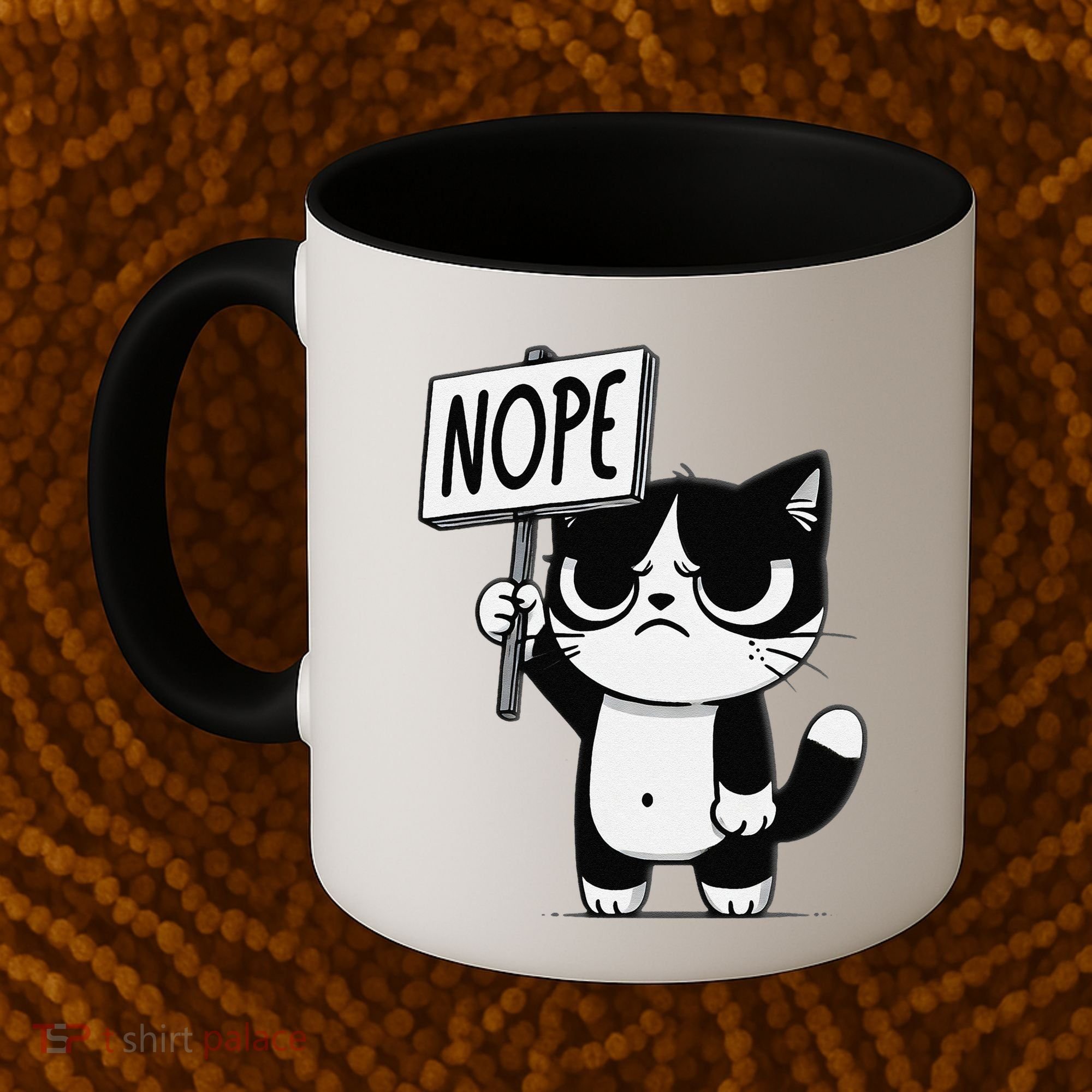 Funny Cat Nope Grumpy Face Cat Sarcastic Mom Dad Coffee Mug