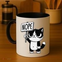 Funny Cat Nope Grumpy Face Cat Sarcastic Mom Dad Coffee Mug thumb 4