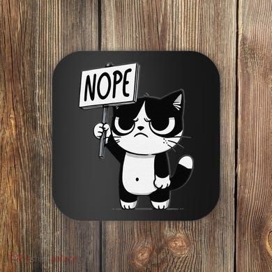 Funny Cat Nope Grumpy Face Cat Sarcastic Mom Dad Coaster