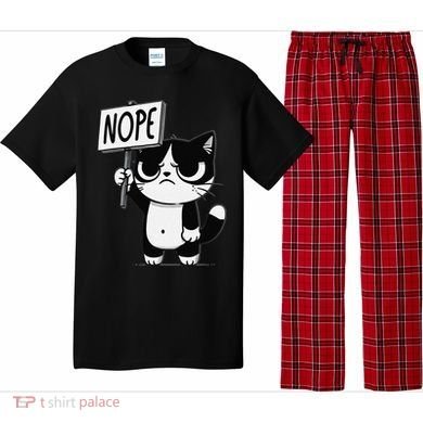Funny Cat Nope Grumpy Face Cat Sarcastic Mom Dad Pajama Set