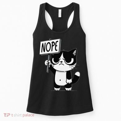 Funny Cat Nope Grumpy Face Cat Sarcastic Mom Dad Women's Tank Top