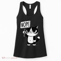 Funny Cat Nope Grumpy Face Cat Sarcastic Mom Dad Women's Tank Top thumb 0