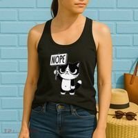 Funny Cat Nope Grumpy Face Cat Sarcastic Mom Dad Women's Tank Top thumb 2