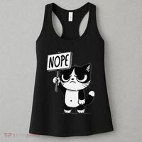 Funny Cat Nope Grumpy Face Cat Sarcastic Mom Dad Women's Tank Top thumb 3