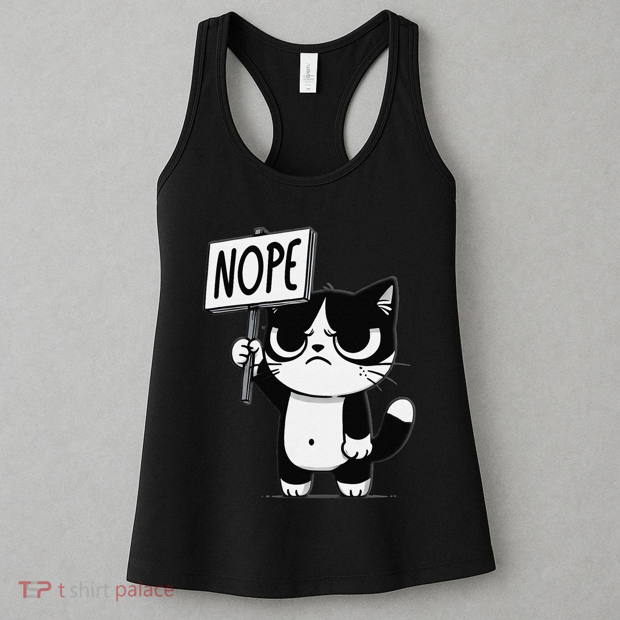 Funny Cat Nope Grumpy Face Cat Sarcastic Mom Dad Women's Tank Top
