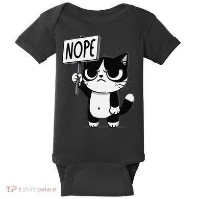 Funny Cat Nope Grumpy Face Cat Sarcastic Mom Dad Baby Bodysuit