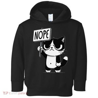 Funny Cat Nope Grumpy Face Cat Sarcastic Mom Dad Toddler Hoodie