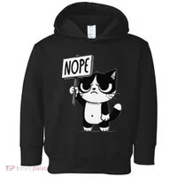 Funny Cat Nope Grumpy Face Cat Sarcastic Mom Dad Toddler Hoodie thumb 0