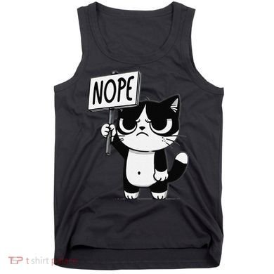 Funny Cat Nope Grumpy Face Cat Sarcastic Mom Dad Tank Top