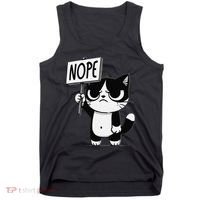 Funny Cat Nope Grumpy Face Cat Sarcastic Mom Dad Tank Top thumb 0