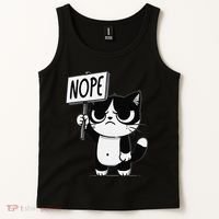 Funny Cat Nope Grumpy Face Cat Sarcastic Mom Dad Tank Top thumb 2
