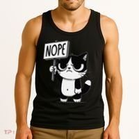 Funny Cat Nope Grumpy Face Cat Sarcastic Mom Dad Tank Top thumb 3