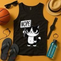 Funny Cat Nope Grumpy Face Cat Sarcastic Mom Dad Tank Top thumb 4