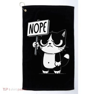 Funny Cat Nope Grumpy Face Cat Sarcastic Mom Dad Golf Towel