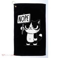 Funny Cat Nope Grumpy Face Cat Sarcastic Mom Dad Golf Towel thumb 0