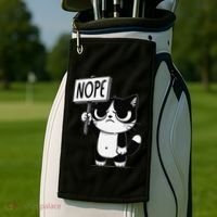 Funny Cat Nope Grumpy Face Cat Sarcastic Mom Dad Golf Towel thumb 2
