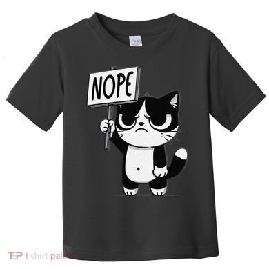 Funny Cat Nope Grumpy Face Cat Sarcastic Mom Dad Toddler T-Shirt
