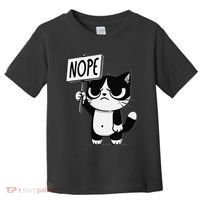 Funny Cat Nope Grumpy Face Cat Sarcastic Mom Dad Toddler T-Shirt thumb 0