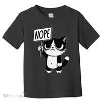 Funny Cat Nope Grumpy Face Cat Sarcastic Mom Dad Toddler T-Shirt thumb 0