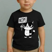 Funny Cat Nope Grumpy Face Cat Sarcastic Mom Dad Toddler T-Shirt thumb 2