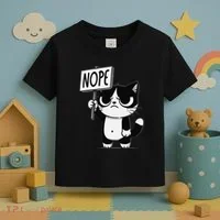 Funny Cat Nope Grumpy Face Cat Sarcastic Mom Dad Toddler T-Shirt thumb 3