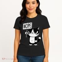 Funny Cat Nope Grumpy Face Cat Sarcastic Mom Dad Women's T-Shirt thumb 4