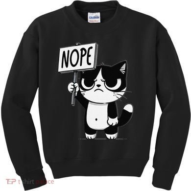 Funny Cat Nope Grumpy Face Cat Sarcastic Mom Dad Kids Sweatshirt