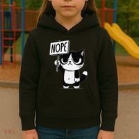 Funny Cat Nope Grumpy Face Cat Sarcastic Mom Dad Kids Hoodie thumb 3