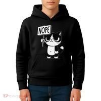 Funny Cat Nope Grumpy Face Cat Sarcastic Mom Dad Kids Hoodie thumb 4