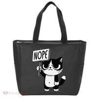 Funny Cat Nope Grumpy Face Cat Sarcastic Mom Dad Tote Bag thumb 0