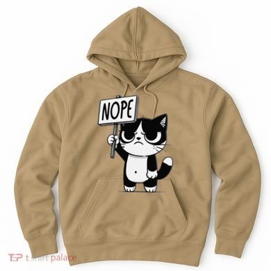 Funny Cat Nope Grumpy Face Cat Sarcastic Mom Dad Hoodie