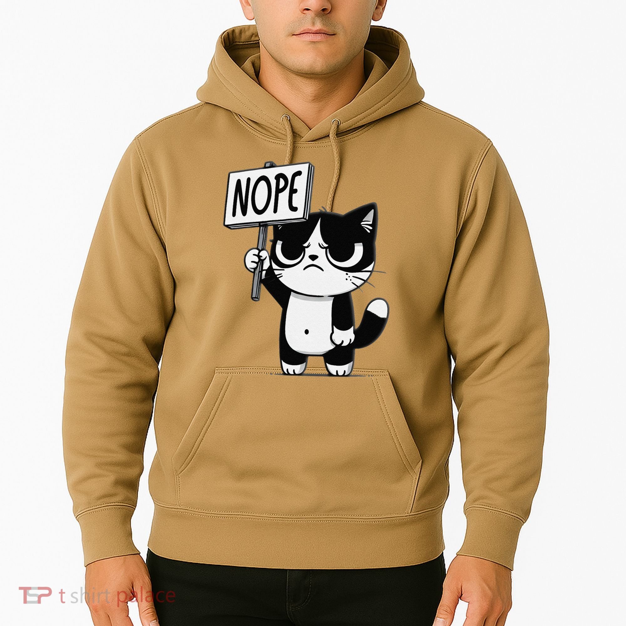 Funny Cat Nope Grumpy Face Cat Sarcastic Mom Dad Hoodie